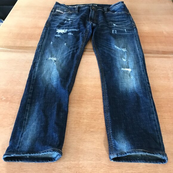 Diesel Other - Diesel Jeans Men 36x27 Blue Mid Rise Distressed Dark Wash Stretch Italy 17624